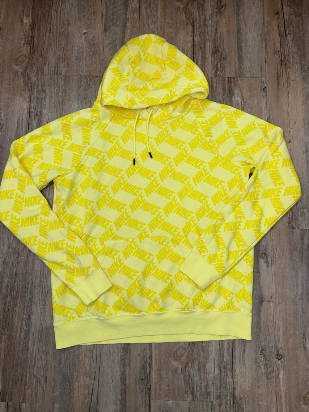 Nike Bright Yellow All-Over Logo Hoodie - Men's